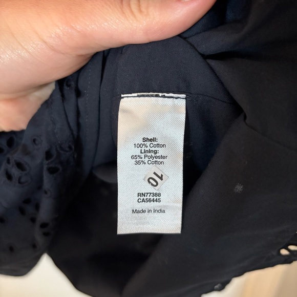 J. Crew Factory Navy Eyelet Tie Shoulder Cami Mini Dress S Preppy Summer Grad - Picture 6 of 10